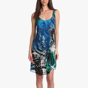 Heritage Halston Aquamarine colored stunning sleeveless silk dress